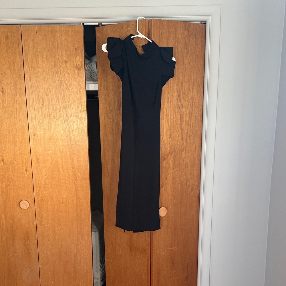 Lulu's Classic Black Backless Midi Dress